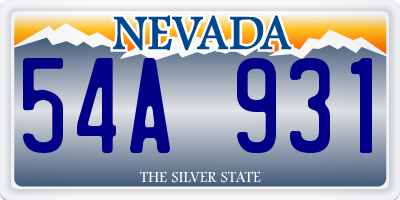 NV license plate 54A931