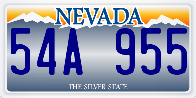 NV license plate 54A955
