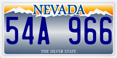 NV license plate 54A966