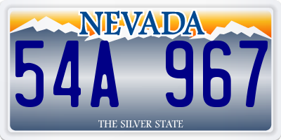 NV license plate 54A967