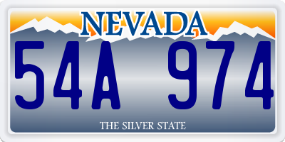 NV license plate 54A974