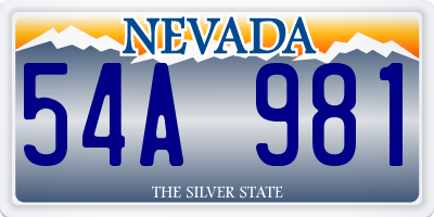 NV license plate 54A981