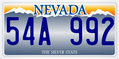 NV license plate 54A992