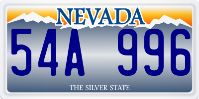 NV license plate 54A996