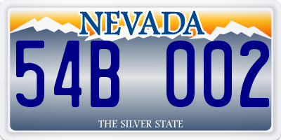 NV license plate 54B002