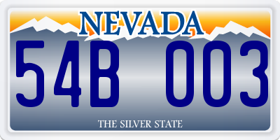 NV license plate 54B003