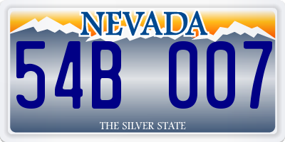 NV license plate 54B007