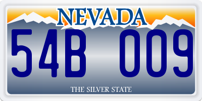 NV license plate 54B009