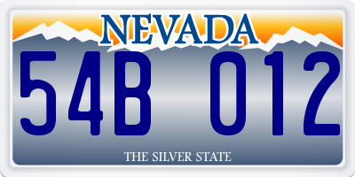 NV license plate 54B012