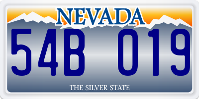 NV license plate 54B019