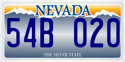 NV license plate 54B020