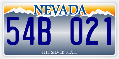 NV license plate 54B021