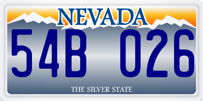 NV license plate 54B026