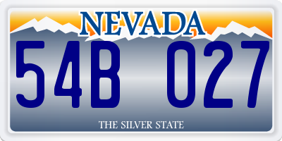 NV license plate 54B027