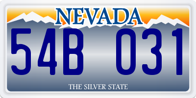 NV license plate 54B031