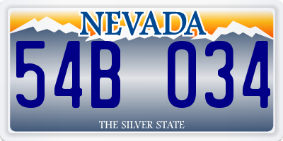 NV license plate 54B034