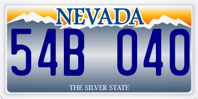 NV license plate 54B040