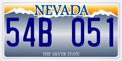 NV license plate 54B051