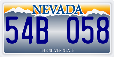 NV license plate 54B058