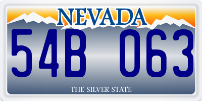 NV license plate 54B063