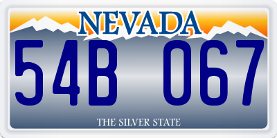 NV license plate 54B067