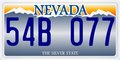 NV license plate 54B077