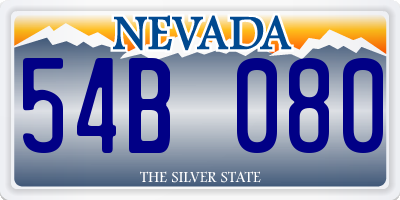 NV license plate 54B080
