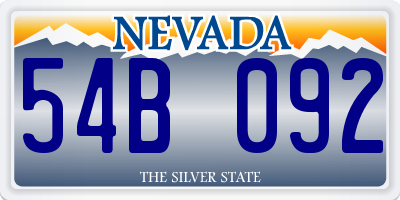 NV license plate 54B092