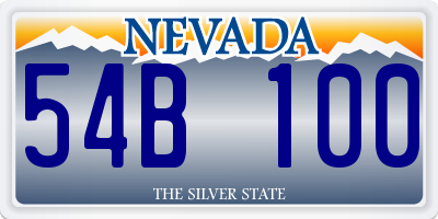 NV license plate 54B100