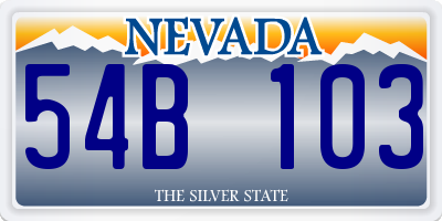NV license plate 54B103