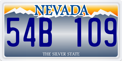 NV license plate 54B109