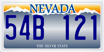 NV license plate 54B121