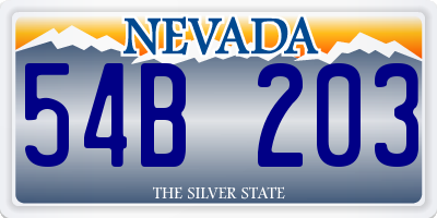 NV license plate 54B203