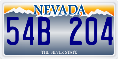 NV license plate 54B204