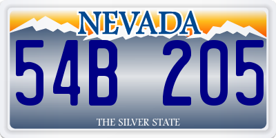 NV license plate 54B205