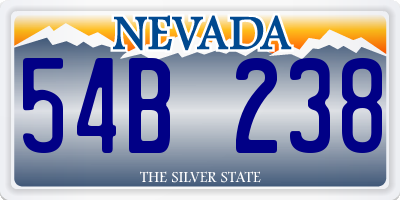 NV license plate 54B238