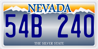 NV license plate 54B240