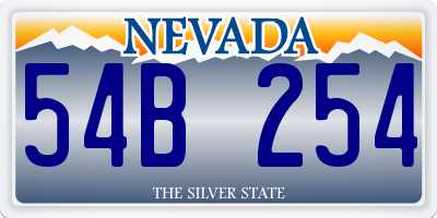 NV license plate 54B254