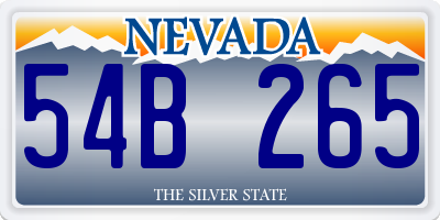 NV license plate 54B265