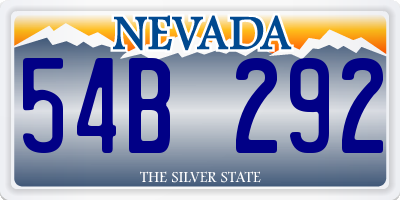 NV license plate 54B292