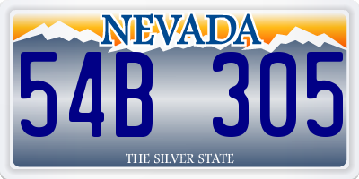 NV license plate 54B305