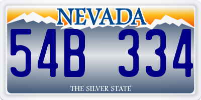 NV license plate 54B334