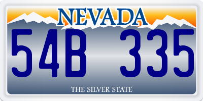 NV license plate 54B335