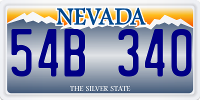 NV license plate 54B340