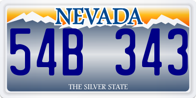 NV license plate 54B343