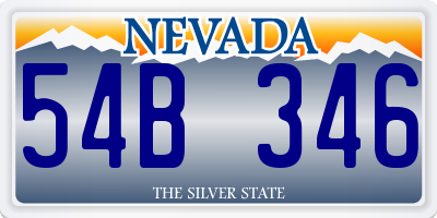 NV license plate 54B346