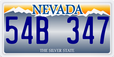 NV license plate 54B347