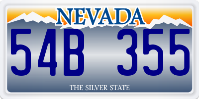 NV license plate 54B355