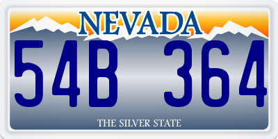 NV license plate 54B364