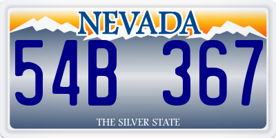 NV license plate 54B367